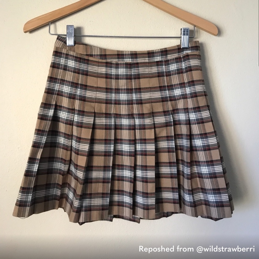 Plaid pleated school girl skirt